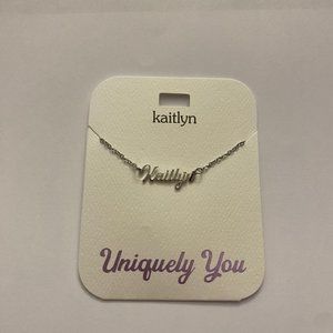 NWT Kaitlyn Personalized Name Silver Pendant 16-20" Necklace Uniquely You
